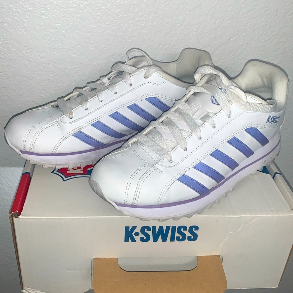K-Swiss Women’s Verstad 2000 S Size 11 White with purple stripes